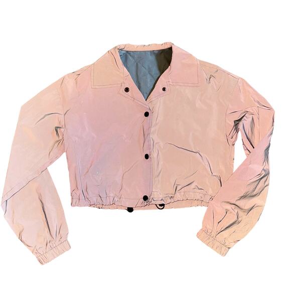 XS‎ Reflective Windbreaker Crop Jacket Track Coat Mini - Picture 1 of 6